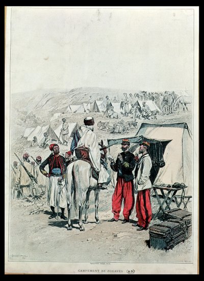 A Zouave Encampment by Jean Baptiste Edouard Detaille